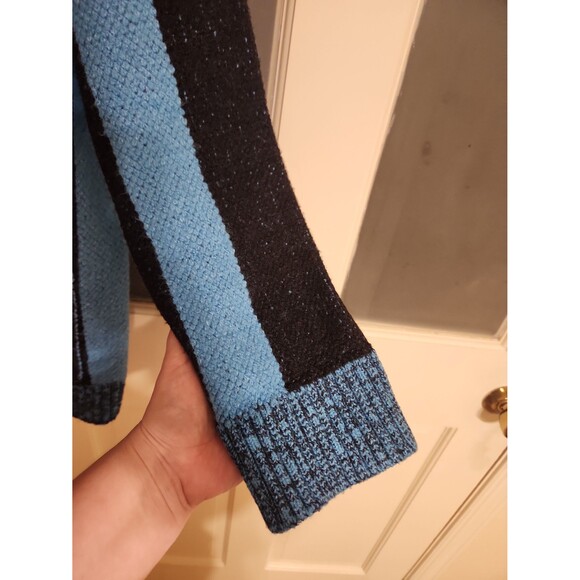 Free People Stateside Laguna Blue & Black Knit Striped Cardigan Buttons Size M - Picture 6 of 9